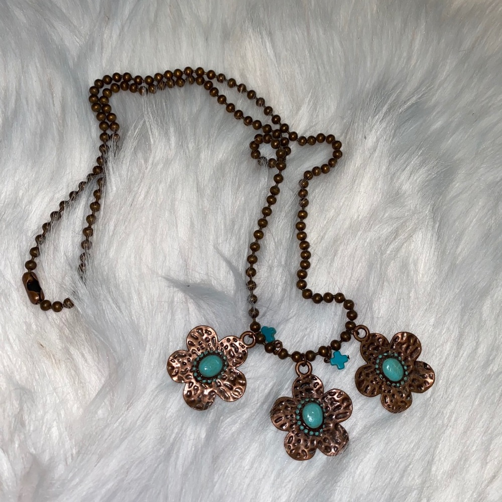 Brass and turquoise jewelry set